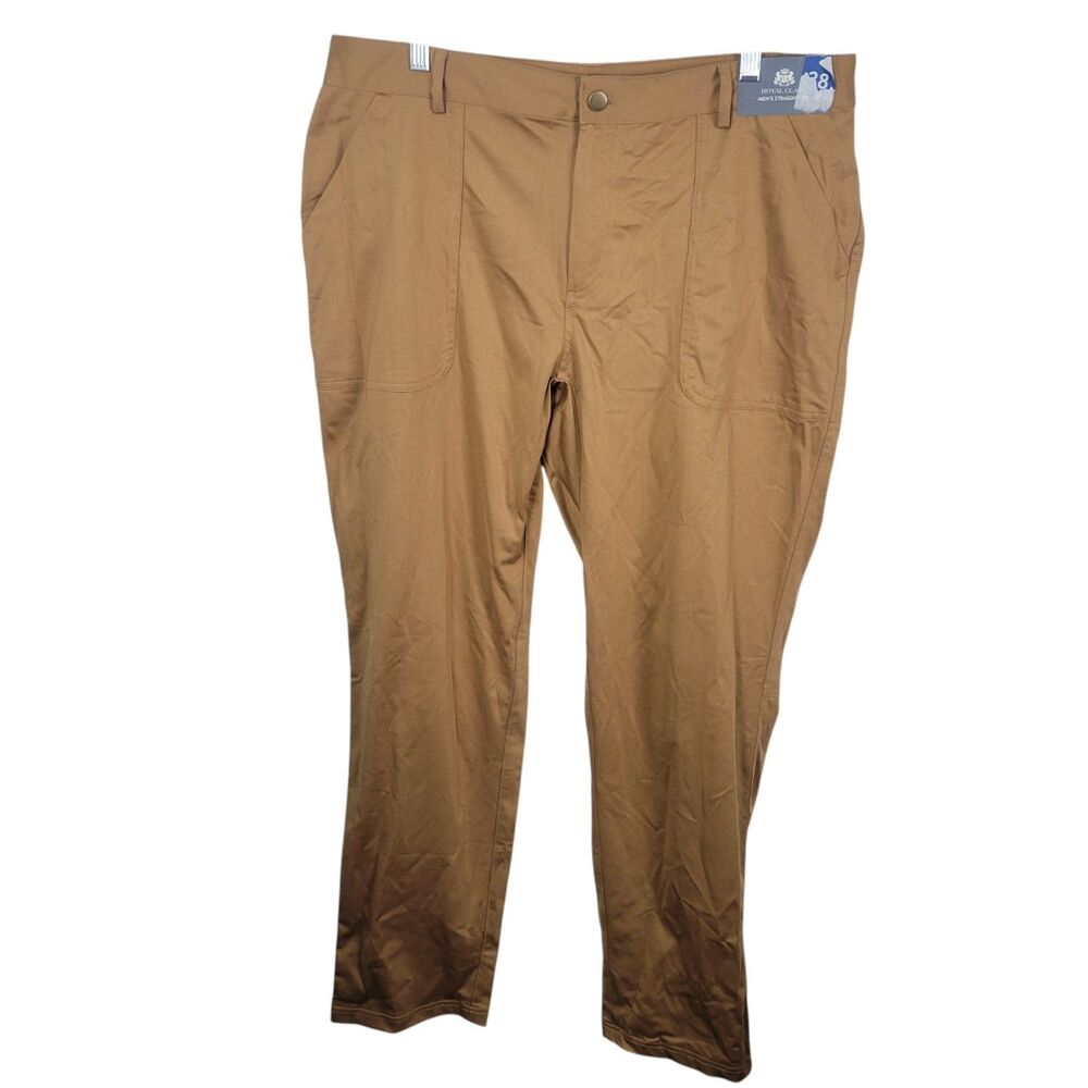 Royal Class Mens Size 38 Tan Solid Straight Leg Chino Pants